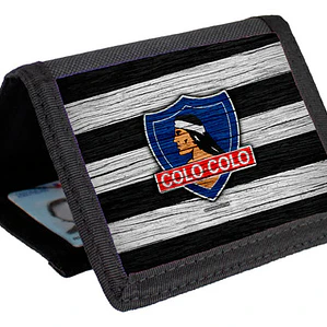 Billetera Tarjetero Colo Colo Futbol Velcro Negra  Unisex