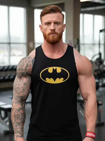 Polera Batman Musculosa Sin Mangas Gym Fitness Grafimax 1