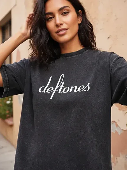 Polera Mujer Deftones Efecto Jeans Desgastada Grafimax 1