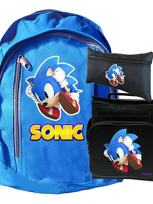 Mochila Pack Sonic Lonchera Estuche Grafimax