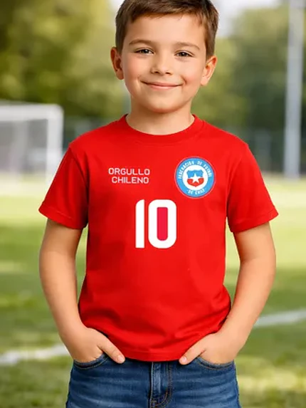 Polera Algodón Selección Chile 2024 Futbol Niño Grafimax 2