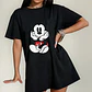 Polera Raton Mickey Seated Oversize Mujer Negra Grafimax - Miniatura 1