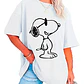 Polera Snoopy Mujer Oversize Blanca Grafimax - Miniatura 3