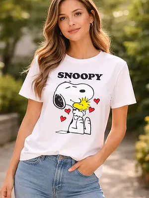Polera Snoopy Woodstock Hug Algodón Mujer Grafimax