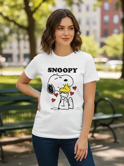 Polera Snoopy Woodstock Hug Algodón Mujer Grafimax 2