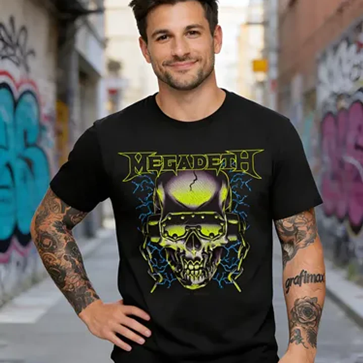 Polera Megadeth Trash Metal Vic Rattlehead Dtf Grafimax 1
