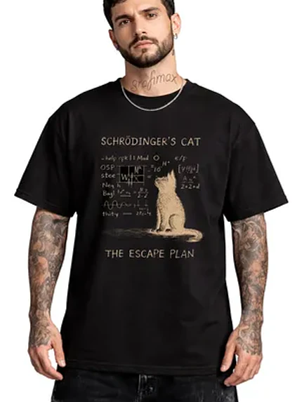 Polera Gatito Schrodinger Teoría  Scape Plan Grafimax 1