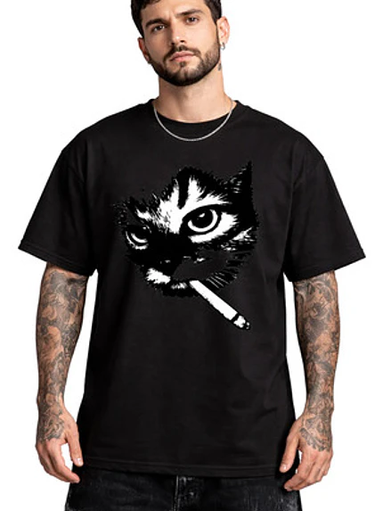 Polera Gatito Divertido Gato Smoke Meme Grafimax 1