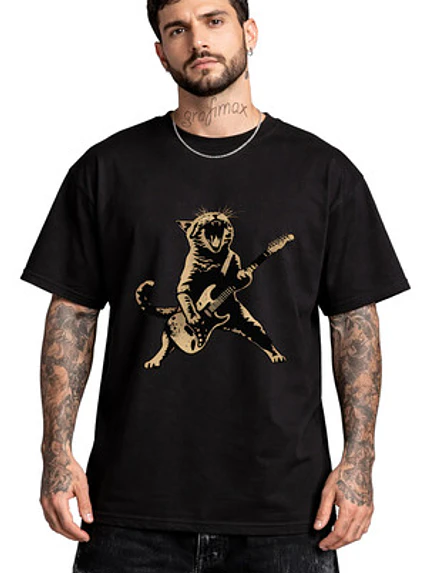 Polera Gato Guitarra Gatito Divertido Meme Grafimax 1