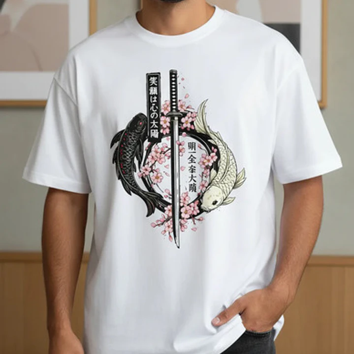 Polera Pez Koi Estilo Japones Oversize Hombre Grafimax 1
