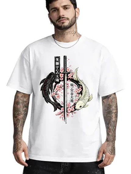 Polera Pez Koi Estilo Japones Oversize Hombre Grafimax 2