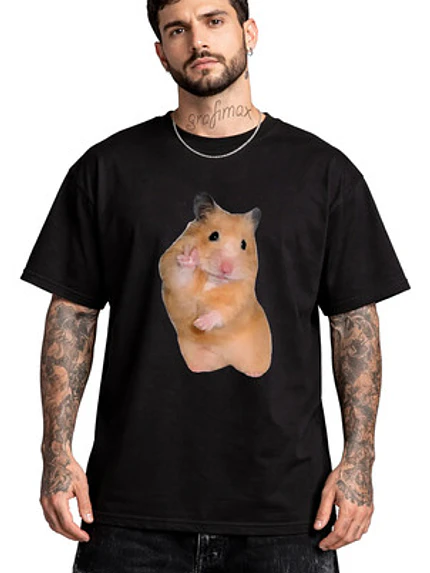 Polera Ratón Saludo Divertido Meme Overisize Grafimax 1