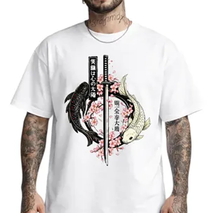 Polera Pez Koi Estilo Japones Oversize Hombre Grafimax 2