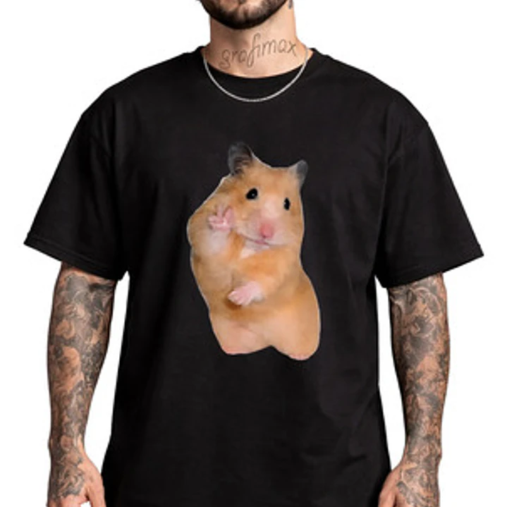 Polera Ratón Saludo Divertido Meme Overisize Grafimax 1