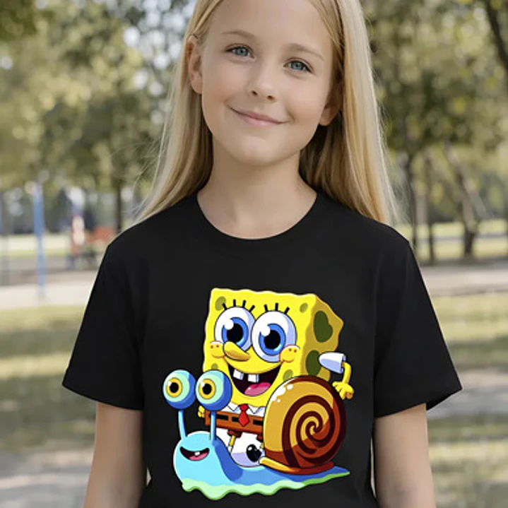 Polera Niña Bob Esponja & Gary Niñas Algodón Grafimax 3