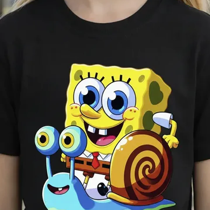 Polera Niña Bob Esponja & Gary Niñas Algodón Grafimax 4
