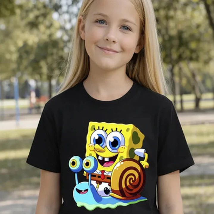 Polera Niña Bob Esponja & Gary Niñas Algodón Grafimax 2