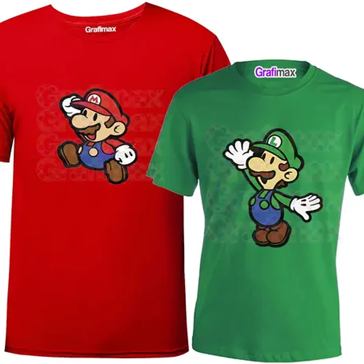 Pack Polera Hermanos Mario Bross & Luigi Duo Niños Grafimax 1