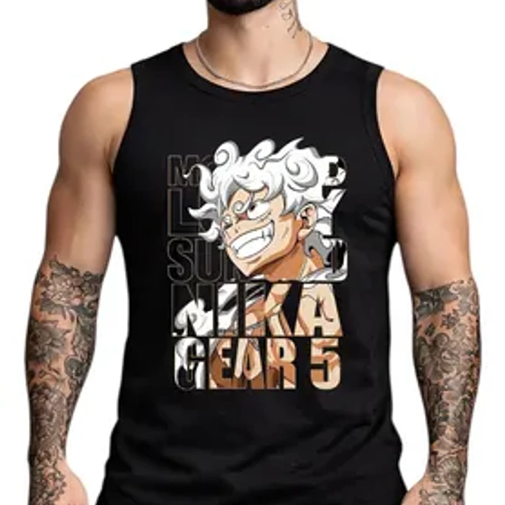 Polera Sin Mangas Luffy Nika Gear 5 Anime Dtf Grafimax 2
