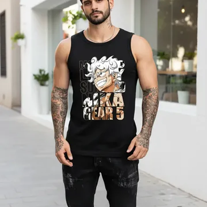 Polera Sin Mangas Luffy Nika Gear 5 Anime Dtf Grafimax 1