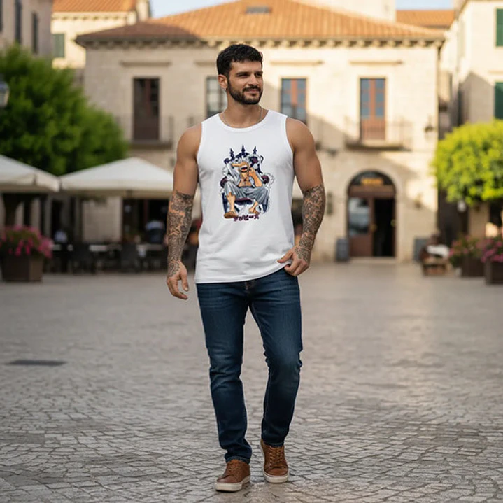 Polera Sin Mangas One Op Luffy Gear 5 Anime Dtf Grafimax 3