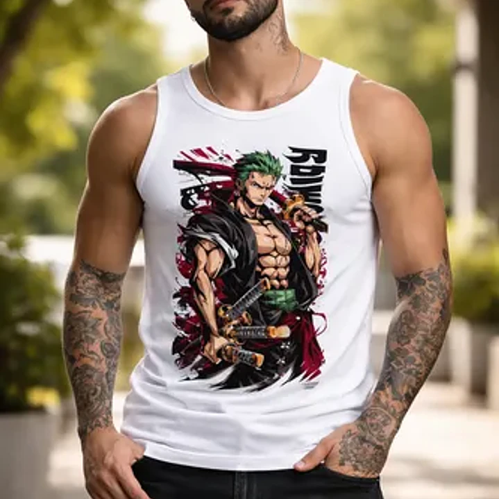 Polera Sin Mangas Zoro One Op Anime Dtf Grafimax 2