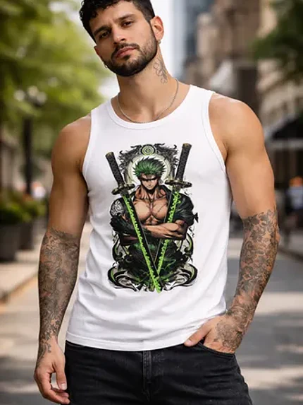 Polera Sin Mangas Zoro One Op Espadas Anime Dtf Grafimax 2