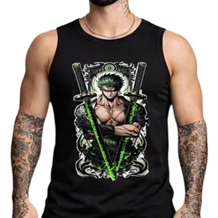 Polera Sin Mangas Zoro One Op Espadas Anime Dtf Grafimax 1
