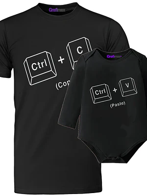 Pack Polera Body CTRL + C Y CTRL V Duo Copy Paste  Padre Hijo -Grafimax
