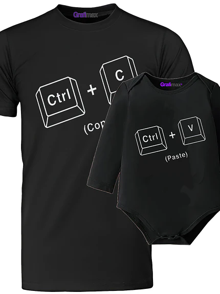 Pack Polera Body CTRL + C Y CTRL V Duo Copy Paste  Padre Hijo -Grafimax 1