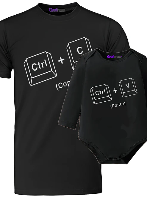 Pack Polera Body CTRL + C Y CTRL V Duo Copy Paste  Padre Hijo -Grafimax 1