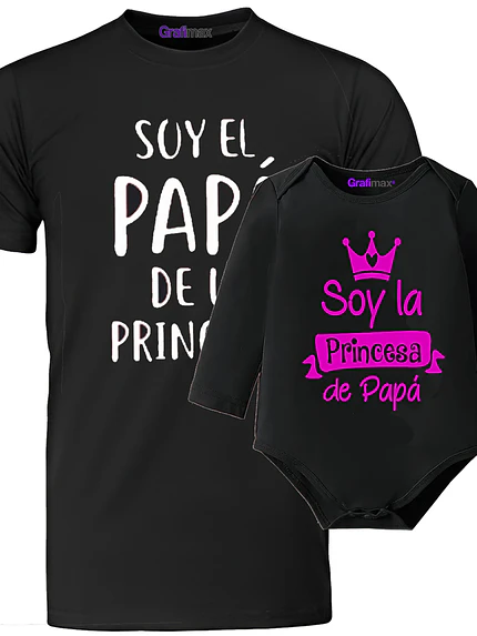 Pack Polera Body Bebé Papá Papá de la princesa Soy la princesa de Papá - Grafimax 1
