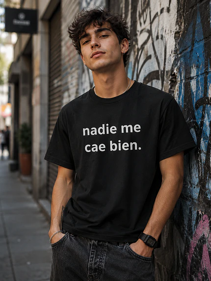 Polera Frases nadie me cae bien Frases Grafimax 1