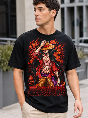 Polera One Piece Luffy en batalla Anime Grafimax