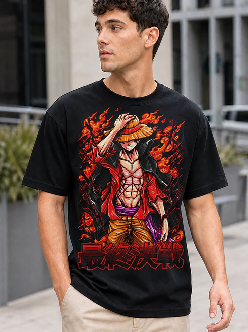 Polera One Piece Luffy en batalla Anime Grafimax 1