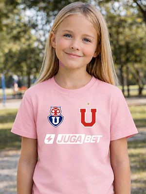 Polera Algodón Camiseta Universidad De Chile Futbol Niña rosada -Grafimax
