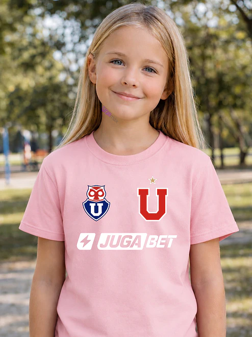 Polera Algodón Camiseta Universidad De Chile Futbol Niña rosada -Grafimax 1