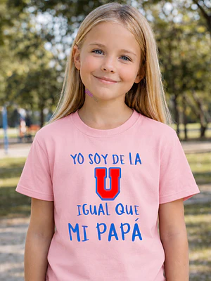 Polera Algodón Soy de la u igual que mi papá Universidad De Chile Futbol Niña rosada -Grafimax- COPIA