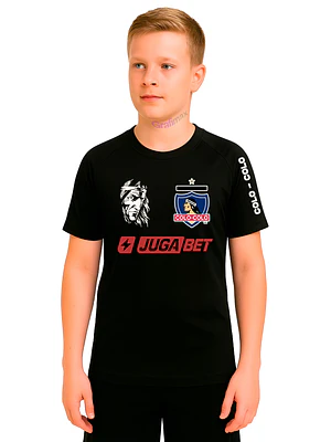 Camiseta Colo Colo Niño Fútbol Personalizada Dryfit Negro con rojo -Grafimax