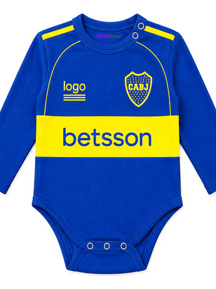 Body Pilucho Bebé Boca Juniors Fútbol Algodón Grafimax Azul 1