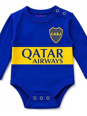 Body Pilucho Bebé Boca Juniors Fútbol Qatar Algodón Grafimax Azul