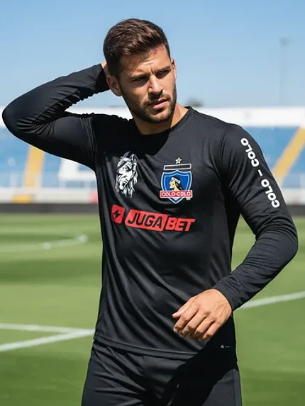 Camiseta Colo Colo Dry Fit Personalizada Manga Larga Negra Grafimax 1