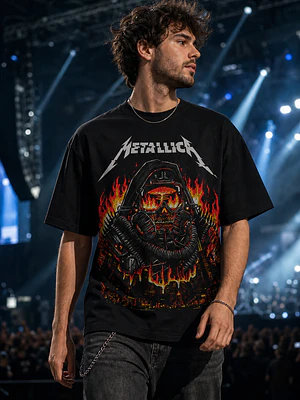 Polera Metallica calavera astronauta Thrash Metal Grafimax