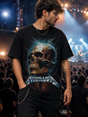 Polera Metallica calavera rayos 2 Thrash Metal Grafimax