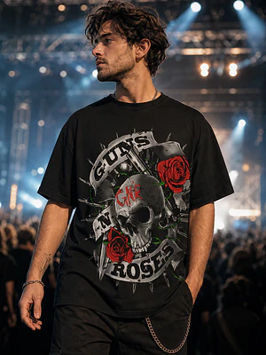 Polera Guns N Roses Calavera Rosas Rock Grafimax