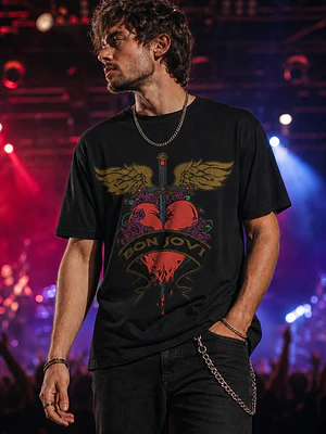 Polera Bon Jovi Logo Corazon Y Daga Rock Grafimax