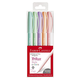 Boligrafo Trilux Colores Pastel x5 Faber-Castell