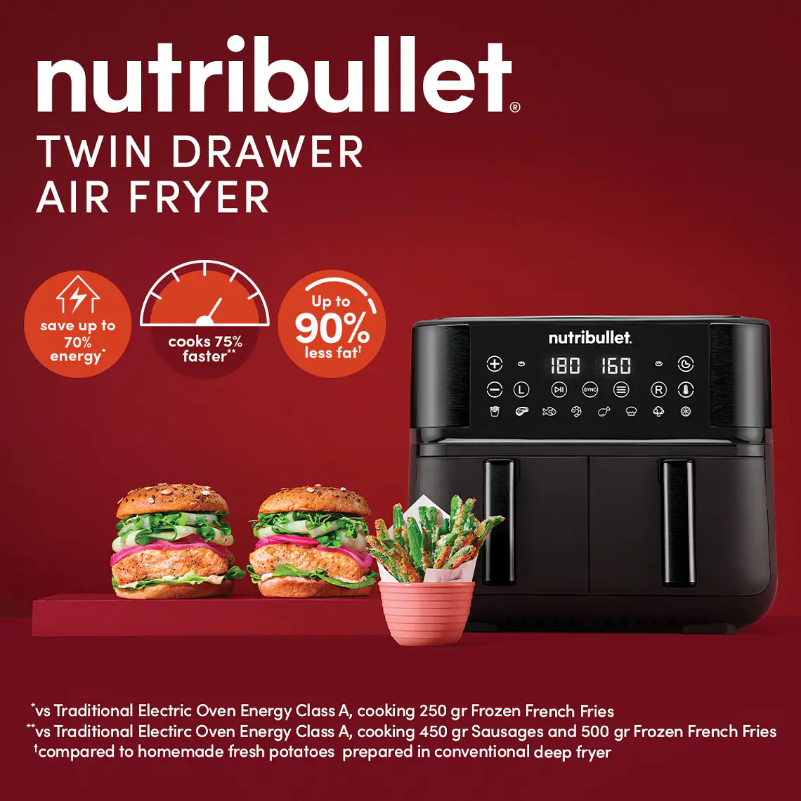 FREIDORA DE AIRE DIGITAL NUTRIBULLET TWIN DRAWER 6