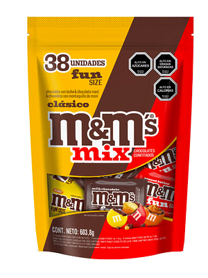 BOLSA 38 UNIDADES M&M`S SURTIDOS: MILK CHOCOLATE, PEANUT Y PEANUT BUTTER (605 G) - VENCIMIENTO 25/08/2026