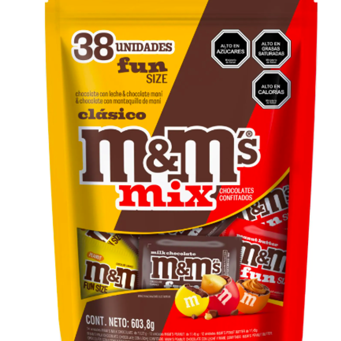 BOLSA 38 UNIDADES M&M`S SURTIDOS: MILK CHOCOLATE, PEANUT Y PEANUT BUTTER (605 G) - VENCIMIENTO 25/08/2026 1